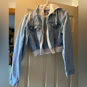 Love Tree Light Blue Denim Jacket with Hoodie